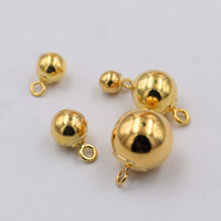 Perles creuses en métal plaqué or 14K US avec clochettes silencieuses pour bracelets et colliers DIY, accessoires de bijoux