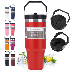 OEM/ODM 30oz Double Wall Stainless Steel Tumbler <b>with</b> Handle and Lid Colorful Lid <b>Straw</b> Leak-Proof Vacuum Insulated - Product Image 1