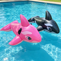 Jouet aquatique gonflable en gros pour adultes, requin noir et dauphin rose, en PVC, capacité 100 kg, pour usage extérieur