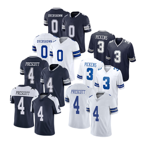 Camisas de Futebol da Cidade de Dallas por Atacado 3 George Pickens 4 Dak Prescott 0 Overshown Uniforme de Manga Curta Costurado Tamanho Plus 100% - Product Image 1