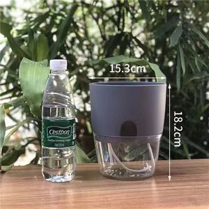 <span class=keywords><strong>Maceta</strong></span> Transparente de Plástico Creativa de Doble Capa con Almacenamiento de Agua, <span class=keywords><strong>Maceta</strong></span> Automática de Autoabsorción de Agua para Plantas Verdes - Product Image 1