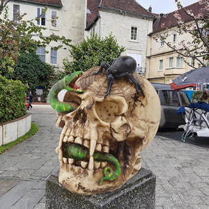 Décoration créative en résine pour Halloween : <span class=keywords><strong>Squelette</strong></span> et tête <span class=keywords><strong>de</strong></span> <span class=keywords><strong>serpent</strong></span>, sculpture gothique <span class=keywords><strong>de</strong></span> tête humaine, statue décorative pour fête et maison - Product Image 3