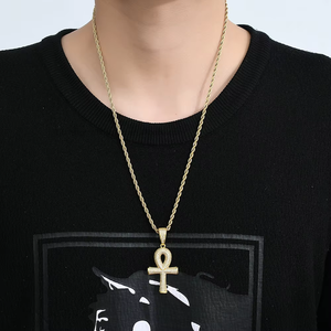 Three-dimensional <b>cross</b> pendant <b>chain</b>, hip-hop jewelry, accessories, full zirconium <b>cross</b> necklace. - Product Image 4