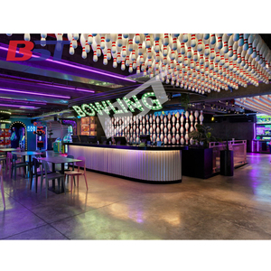 Mostrador de Recepción para Salón de Bolos, Mostrador de Superficie Sólida Negra con Barra LED - Product Image 3