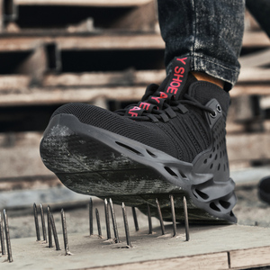 Zapatos de seguridad informales negros ligeros para hombre, suela de goma antiperforación con punta de acero, protección superior para exteriores, deportes de verano - Product Image 4