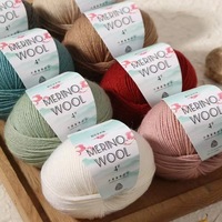 Fil à tricoter en laine mérinos mélangée 4 brins, 50g, doux, anti-boulochage, pour tricot à la main, crochet, pull, écharpe, DIY, 18S