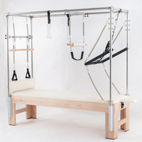 Mesa de Trapecio Cadillac de Pilates Moderna, Clásica, de Madera de Arce Blanca, Ajustable, Portátil, Equipo Profesional para Estudio, Duradera