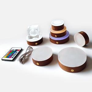 Socle LED rond en ébène pour verres à vin et sous-verres à cocktail, interface USB détachable, vente en gros usine - Product Image 2