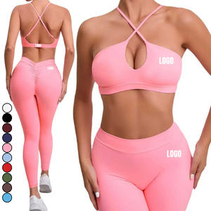 Ensembles de sport personnalisés de haute qualité à séchage rapide pour la course et l'entraînement, comprenant un soutien-gorge de yoga à dos croisé et un legging respirant à dos en V, pour le fitness - Product Image 4