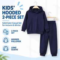 Ensemble sweat-shirt à capuche et pantalon à manches longues pour enfants, couleur unie, pull décontracté pour l'automne et l'hiver