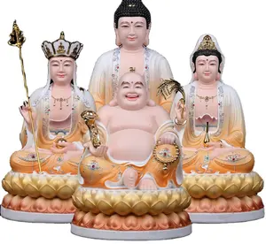 Grosir Pabrik baru tiga orang kudus Guanyin Bodhisattva patung Sakyamuni Buddha Bumi harta karun Raja Maitreya Buddha