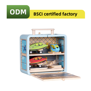 Jouets d'avion en bois éducatifs pour enfants, aéroport avec piste, hélicoptère, avion pour garçons - Product Image 3