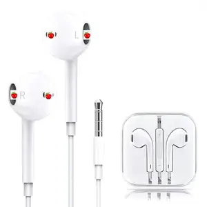 Headphone Kabel In-ear 3.5MM Stereo, Headphone Handfree hitam putih Stereo kontrol Earphone untuk permainan ponsel