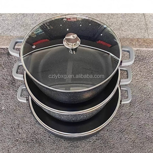 20 24 28 32 36 40 44cm 7pcs không dính Granite lớp phủ Cookware Set Đen nhôm chậu lớn nồi Đen Cookware sets - Product Image 3