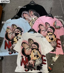 Áo thun nữ cotton 100% in hình hoạt hình, kiểu dáng rộng, thời trang mới, sản xuất theo yêu cầu, bán buôn giá tốt - Product Image 2