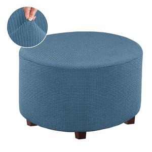 Copripiedi poggiapiedi rotondo blu ottomana per soggiorno - Product Image 5
