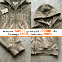 Sweat à capuche zippé oversize en coton 100% lourd 400 GSM, style vintage délavé, coupe américaine, avec appliqué et broderie personnalisés