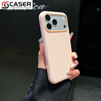Coque de téléphone antichoc tendance en cuir PU texturé effet peau, couleur unie, grande fenêtre, pour iPhone 18 Pro Max/18 Pro/17/16/15
