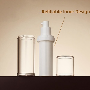 Flacons cosmétiques en plastique écologiques rechargeables à pompe sans air à double paroi 15 ml/30 ml/50 ml PET recyclé pour lotion, soin de la peau, sérum - Product Image 5