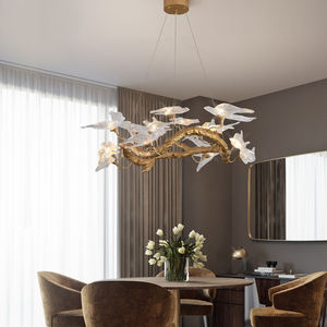 Arte moderna stile minimalista su misura in alluminio vetro LED lampadario creativo Flying <span class=keywords><strong>rondine</strong></span> Design ciondolo luce 360 fascio - Product Image 2
