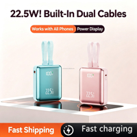 Nouvelle mini batterie externe électronique 20000 mAh, mince et portable, avec câble USB-C, Powerbanks 20000 mAh