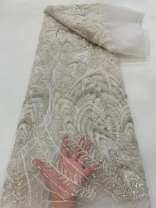 Ni. Ai đẹp đính cườm ren với vải tuyn cô dâu Sequins và long lanh vải cưới lấp lánh sáng bóng sang trọng vải cho phụ nữ bên váy - Product Image 5