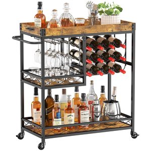 La Maison avec Casier à Vin et Porte-Verres Rustique Roulant <span class=keywords><strong>Chariot</strong></span> <span class=keywords><strong>de</strong></span> Service sur Roues pour Alcool et Liqueur-Personnalisation <span class=keywords><strong>Amazon</strong></span> - Product Image 1