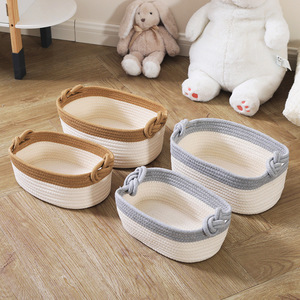 Foldable Cotton Storage <b>Basket</b> 2 Piece Set Rectangle Shape For Cosmetics Snacks Laundry Clothing Organizer - Product Image 2