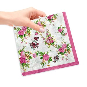 Serviettes en papier florales roses 6,5 x 6,5 pouces jetables pour les occasions de mariage - Product Image 5
