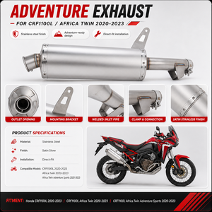 Pot d'échappement de course pour moto, silencieux à enfiler pour <span class=keywords><strong>Honda</strong></span> CRF1100L Africa Twin <span class=keywords><strong>ADV</strong></span> 2020-2023, en acier inoxydable et fibre de carbone véritable - Product Image 4