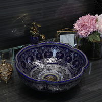 Lavabos de Cerámica con Forma de Flores en Oferta, Lavabo de Porcelana Estilo Rústico para Baño, Lavabo Sobre Encimera