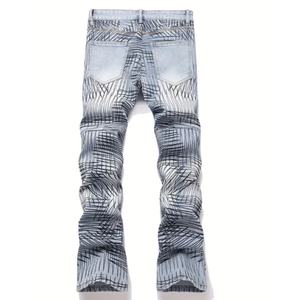 Pantalones Vaqueros Anchos de Mezclilla Lavada a la Piedra para Hombre con Estampado de Caos, Estilo Hip Hop y Bordado Urbano, Perfectos para el Estilo Urbano Hip-hop - Product Image 2