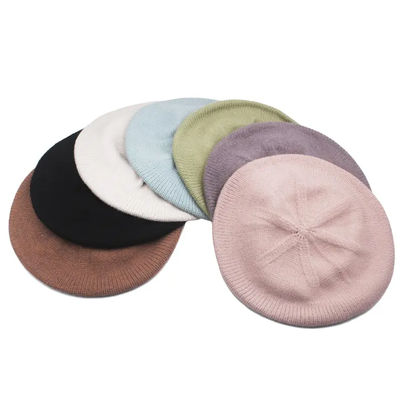 Tren Musim Dingin Topi Baret Prancis Crochet Boinas Francesas Rajut Campuran Premium Modis untuk Wanita