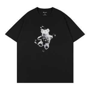 T-shirt imprimé Mascot Bear Smoke pour hommes, 100% coton, manches courtes, respirant, coupe ample, streetwear d'été Q37 - Product Image 1