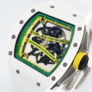 Men's White Ceramic Skeleton Automatic Mechanical <b>Watch</b> with White <b>Rubber</b> Strap - Stylish <b>Watch</b> - Product Image 3