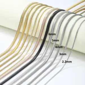 Ruigang 사용자 정의 2.2/3/4/5/6mm 팜므 패션 보석 목걸이 여성의 목 체인 도매 스테인레스 스틸 플랫 뱀 체인