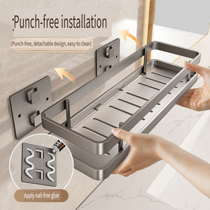 Étagère murale moderne à double niveau en acier inoxydable pour salle de bain, avec design étanche et non pliable - Product Image 3