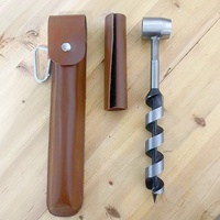 Broca manual de acero inoxidable de longitud extendida para carpintería, herramienta multifunción de supervivencia al aire libre con mango de PU y tornillo manual