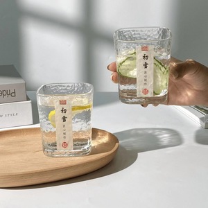 Vaso Cuadrado de Vidrio Martillado con Diseño de Nieve, Estilo Japonés, para Agua o Whisky, Minimalista, para el Hogar - Product Image 2