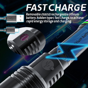 Wason 2025 New 15W 400 Lumens White Laser <strong>Powerful</strong> Long Distance Zoomable Aluminum Rechargeable Led <strong>Torch</strong> With Digital Display - Product Image 6