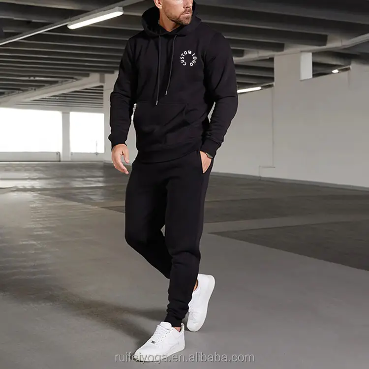 Fabriek Custom Hoge Kwaliteit Unisex Sweatsuit Blanco Fleece Hoodie En Joggingbroek 2 Stuks Fitness Sportkleding Heren Trainingspak Set