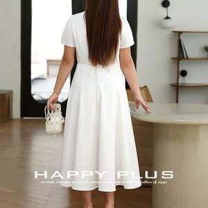 รันฉี ชุดเดรสทรงเอสำหรับผู้หญิงไซส์ใหญ่ คอเหลี่ยม แขนสั้น สีพื้น สีดำ ดีไซน์เว้าช่วงเอว รุ่น N9244 - Product Image 5