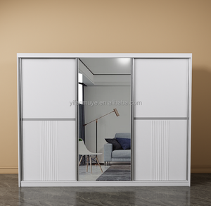Armoire blanche moderne en bois avec grand rangement et miroir, personnalisable en usine, pour chambre à coucher - Product Image 3