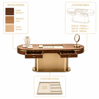 Présentoir à bijoux ovale avec tiroirs intégrés et plateaux en verre encastrés ; Vitrine de présentation de bijoux de luxe de style îlot