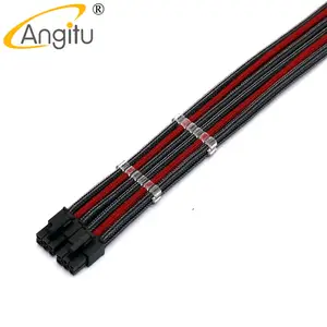 Angitu Premium 18awg Male To Female Bridged VGA/GPU Power 2X6Pin PCIE Extension Cable With Combs-30cm