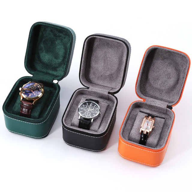 High End Leather Durable Watch case Portable Zipper Watch Storage and Display Family Travel Watch Storage Bag