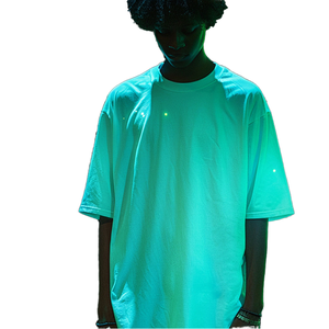 Camiseta de Algodón Grueso de 260 g/m², Estilo Urbano, Holgada, Informal, Unisex, Básica, Lisa, CVC, Corta, Hip Hop - Product Image 4