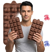 Mini kersen-vormige siliconen malletjes, 2 stuks, BPA-vrij, food grade, 15 holtes, ovenbestendig voor chocolade, snoep, gummy, gelei, fruit snacks