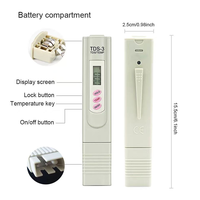 Testeur numérique portable de la qualité de l'eau TDS-3, 0-9990ppm, haute précision, pour l'eau potable, la piscine, l'aquarium, l'hydroponie