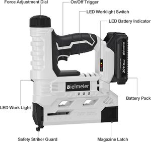 Pistola de Clavos Inalámbrica Industrial/DIY BIELMEIER de 20 V, Calibre 18, 2 en 1, para Tapicería y Carpintería, Batería de 2.0 Ah, 1600 Grapas - Product Image 6